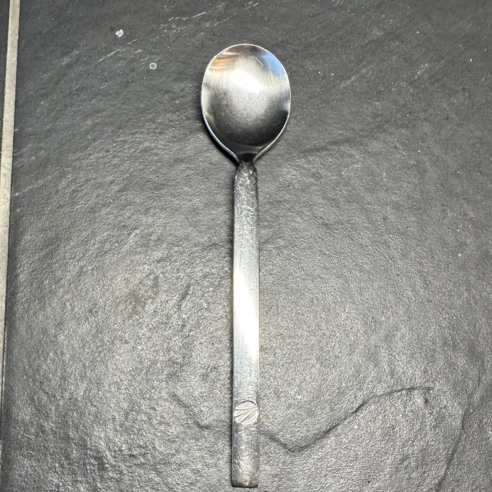 Martian‎ Japan 18-8 Stainless Steel Spoon Vtg MCM Flatware Sunburst Logo 5.25